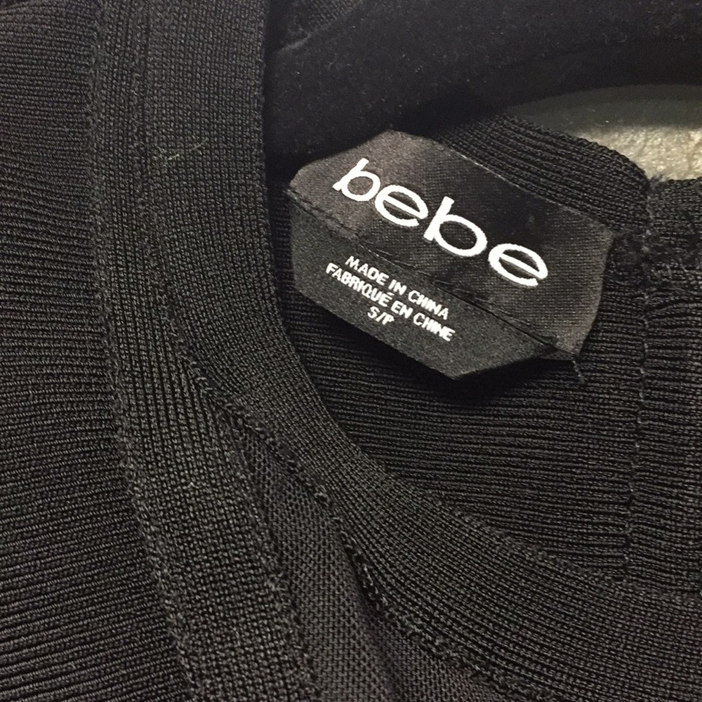 BEBE BLACK BANDAGE ILLUSION NECKLINE DRESS - Picture 6 of 8